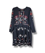 Zara Embroidered Dress Womens Large Oversized Floral Boho Bohemian Black... - £42.81 GBP