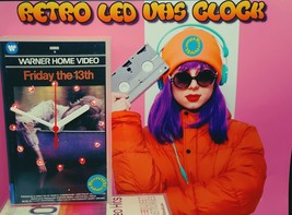 Retro Original backlit LED VHS Clock, Friday the 13th VHS Case Desk or wall  - £20.80 GBP