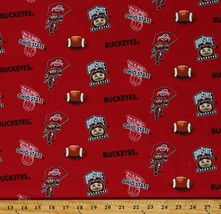Cotton Ohio State Buckeyes College Basketball Football Print by the Yard D351.14 - £11.94 GBP