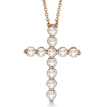 1.50Ct Echt Moissanit Kreuzanhänger Necklace14K Rose Vergoldet Damen Herren - £166.94 GBP