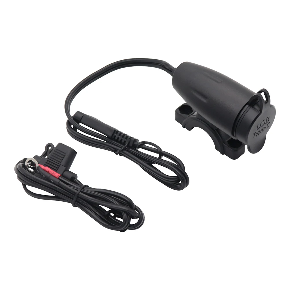 Motorcycle Handlebar Charger Adapter with Waterproof Cover and Overload Protec - £21.06 GBP