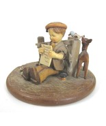 Anri wood carved Figurine Newspaper boy with deer Vintage Primitive Folk... - £22.17 GBP