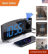 Curved Screen Projection Alarm Clock with Radio and Dual Alarm Functiona... - $45.00