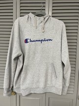 Champion Funnel Neck Pullover Hoodie Gray Logo Pocket XL Womens - £11.43 GBP
