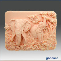 Enchanting Elephants -Detail of high relief sculpture - Soap silicone mold - $33.66