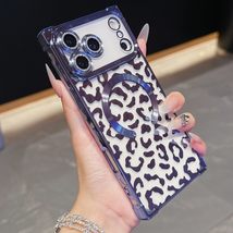 Generic Case for iPhone 17 (Color: Blue) Leopard Print Clear Plating Har... - $848.87 MXN