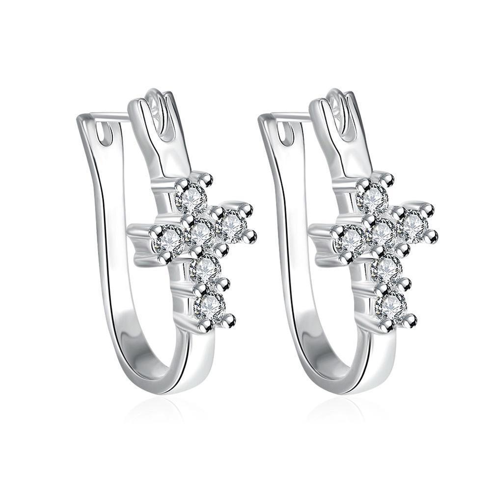 Swarovski Crystal Pave Cross Earring in White Gold Plated - £19.63 GBP