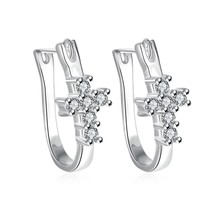 Swarovski Crystal Pave Cross Earring in White Gold Plated - $24.99
