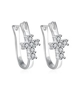 Swarovski Crystal Pave Cross Earring in White Gold Plated - £19.63 GBP