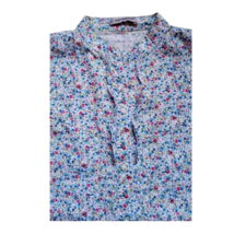 Women 100% Cotton Blue Floral Blouse Top Shirt Small Petite Size - £21.22 GBP