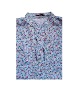 Women 100% Cotton Blue Floral Blouse Top Shirt Small Petite Size - £21.10 GBP