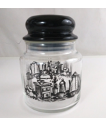 Vintage 70’s Kitchen Coffee Design 5.5&quot; Glass Jar With Lid - $9.89