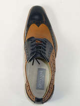 Men's Giovanni Shoes High Quality Leather Wing Tip Derby Troy Navy/Tan image 6