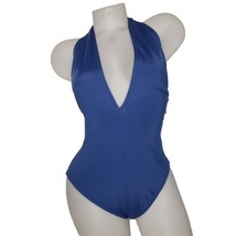 ANNE COLE Deep Plunge Blue One Piece Swimsuit Size 14 - £31.65 GBP