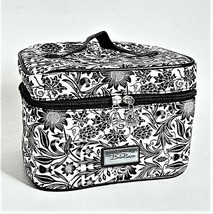 Bella Russo Makeup Bag ~ Black &amp; Cream  Floral Design ~ Zipper Closure w... - $49.03 CAD
