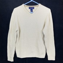 Roundtree &amp; Yorke Women&#39;s Beige Sweater V-Neck Wool Beige LARGE Long Sleeve - £15.82 GBP