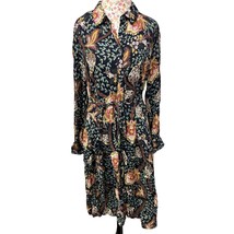  LOFT Size 14 Floral Paisley Shirt Dress Belted Long Sleeve Boho Cottage... - $28.49