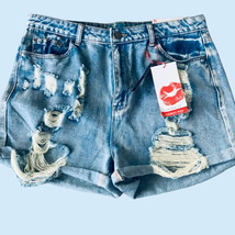 Hot Kiss Juniors Distressed 5 Pocket Blue Denim Short New Size 15 - $27.92