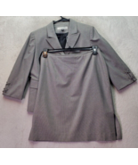 Two Piece Set Tahari Skirt &amp; Blazer Women Petite 10 Gray Lined Polyester... - $50.75 CAD