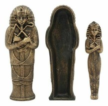 Bronzed Small Ancient Egyptian Pharaoh King Tut Sarcophagus With Mummy Statue - £12.56 GBP