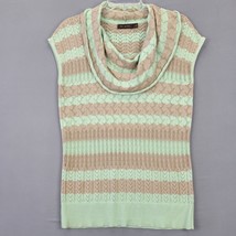 The Limited Women Sweater Size M Green Preppy Stripe Loose Knit Sleevele... - £11.47 GBP