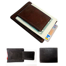 1 Mens Leather Money Clip Slim Front Pocket Magnetic Id Credit Card Wallet Brown - £15.14 GBP