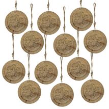 Wooden Snowflake Christmas Ornaments - 6&quot; Hanging Circles, Set of 12 - $97.99