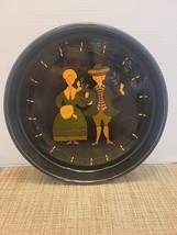 Vintage Handpainted Folk Art Metal Round Tray - £13.52 GBP