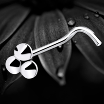 925 Sterling Silver Three Ball Polished  Nose Stud Screw Pin Minimalist ... - $8.81