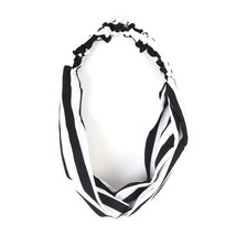 Nollia Ladies Criss Cross Elastic Stretch Headband Black &amp; White Stripes - $10.69