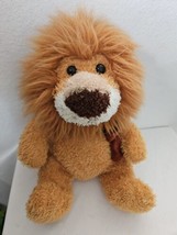 Chosun Lion Plush Stuffed Animal Tan Gold Brown Bow Fuzzy Fur Sitting - $18.59