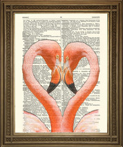 Flamingo Heart: Pink African Birds, Vintage Dictionary Page Love Art Print-
s... - £4.84 GBP
