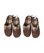 Set of 2 Pairs Indoor Slippers Brown Slip On Size L Large warm soft wool... - $196.83 MXN