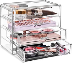 Acrylic Cosmetics Jewelry and Makeup Organizer Storage Case with 4 Large Drawers - £40.08 GBP