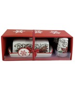 Spectrum Holiday Butter Dish Salt Pepper Shakers Set Poinsettia Etched S... - $27.67