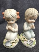 Vtg Homco Praying 4.5” Tall Girl &amp; Boy Gardeners Porcelain Detailed #1452 - £3.87 GBP