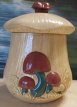 Vintage Arnels Mushroom Hand Painted Ceramic Canister Jar Medium  - $10.99