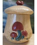 Vintage Arnels Mushroom Hand Painted Ceramic Canister Jar Medium  - £8.64 GBP