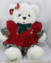 Vintage 1997 Christmas Snowflake Teddy Bear White Stuffed Animal Plush T... - £18.64 GBP