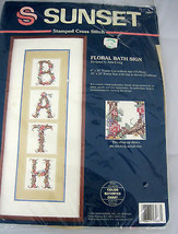Sunset Stitchery Cross Stitch Floral Bath Sign Decorative Picture Kit 13067 - $22.99
