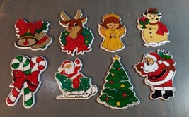 Vintage Bromac Christmas Magnet 1984-89 Glitter 4&quot; Tree Angel Santa Snowman 8pc - £43.98 GBP