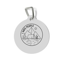 Personalized Pet Tag with Whimsical I Hate People Camping Scene Design - £14.07 GBP