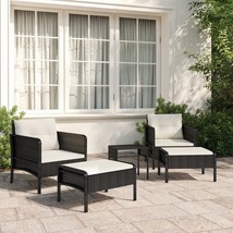  Garden Lounge Set Black, White PE rattan, metal Small - €280,58 EUR