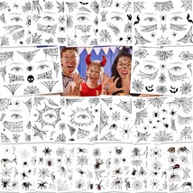 Halloween Spider Face Temporary Tattoos 22 Sheets Shoulder Back Body Art Spider  - £14.68 GBP