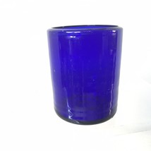 Hand Blown Glass Cobalt Blue  Rocks Glass Tumbler 4”H - £10.42 GBP