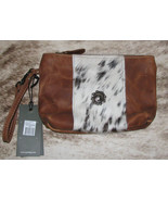 Myra Bags #5232 Rich Leather, Hairon, Concho 9&quot;x6.5&quot; Pouch Cosmetic Bag ... - £26.59 GBP