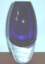 Kate Spade Garden Street Vase Cobalt Blue &amp; Clear Heavy Crystal 9.5&quot;H Lenox New - £55.07 GBP