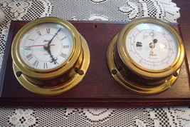 Motiv Clock and Baromaster instruments on mahogany board, RARE[a*5] - £76.55 GBP