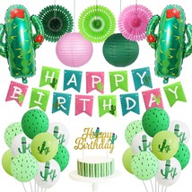 Cactus Party Decorations, Llama Birthday Party Supplies, Happy Birthday Party Ba - £29.75 GBP