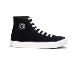 Vegan sneakers black size 9.5 mid-top vulcanized organic cotton lined Re... - £76.99 GBP